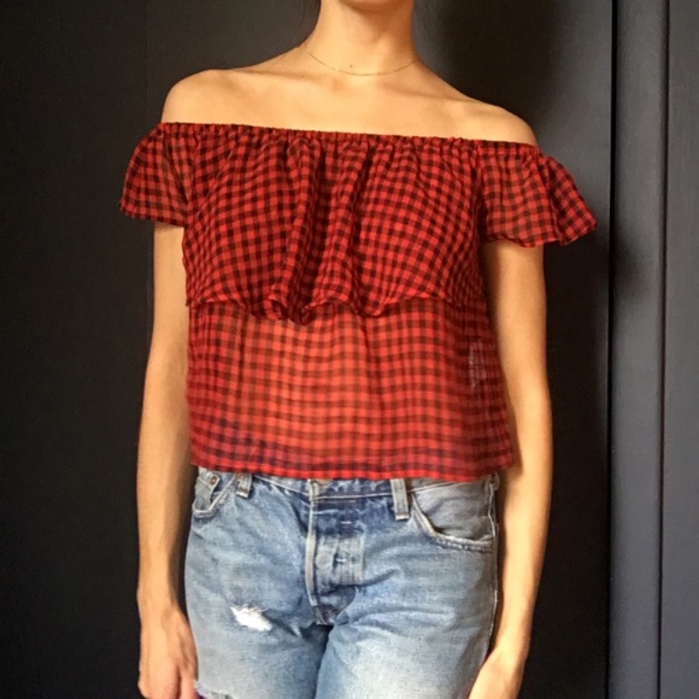 Vintage GUESS sheer gingham  top